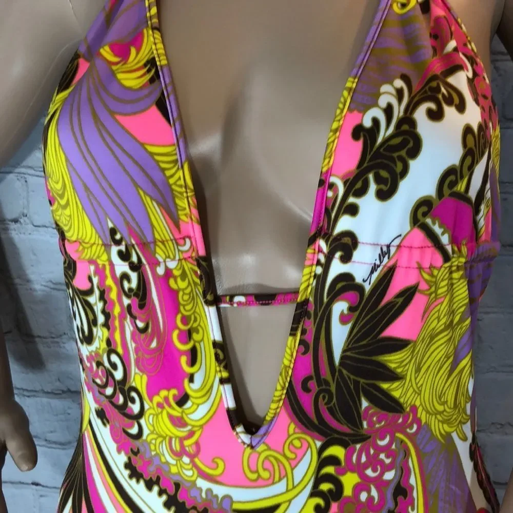 Milly Cabana Acapulco Plunge Maillot Swimsuit - Picture 3 of 16